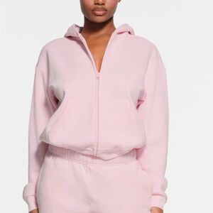 Skims Cherry Blossom Cotton Fleece Classic Zip Up Hoodie